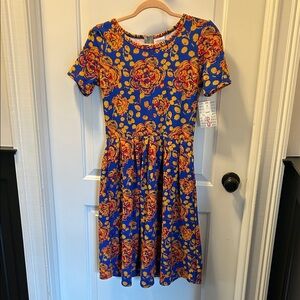 Floral Blue and Orange Dress